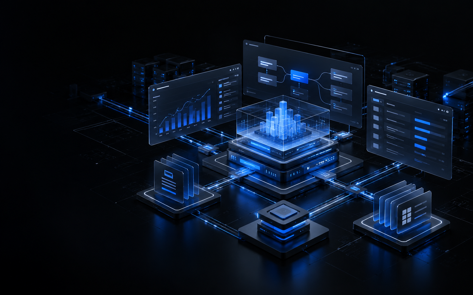 Central digital com fluxos e operações conectadas